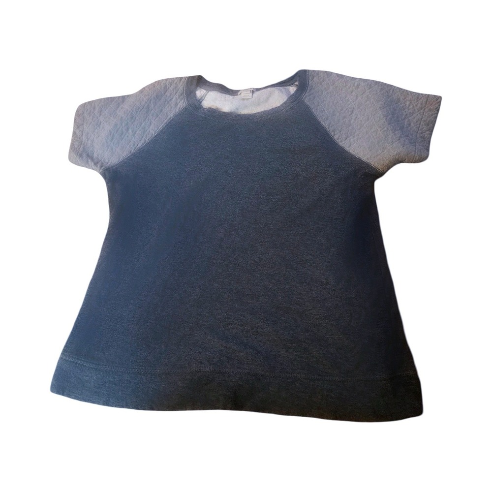 J.Crew Womens Grey Quilted Short Sleeve Raglan Sweatshirt Size M